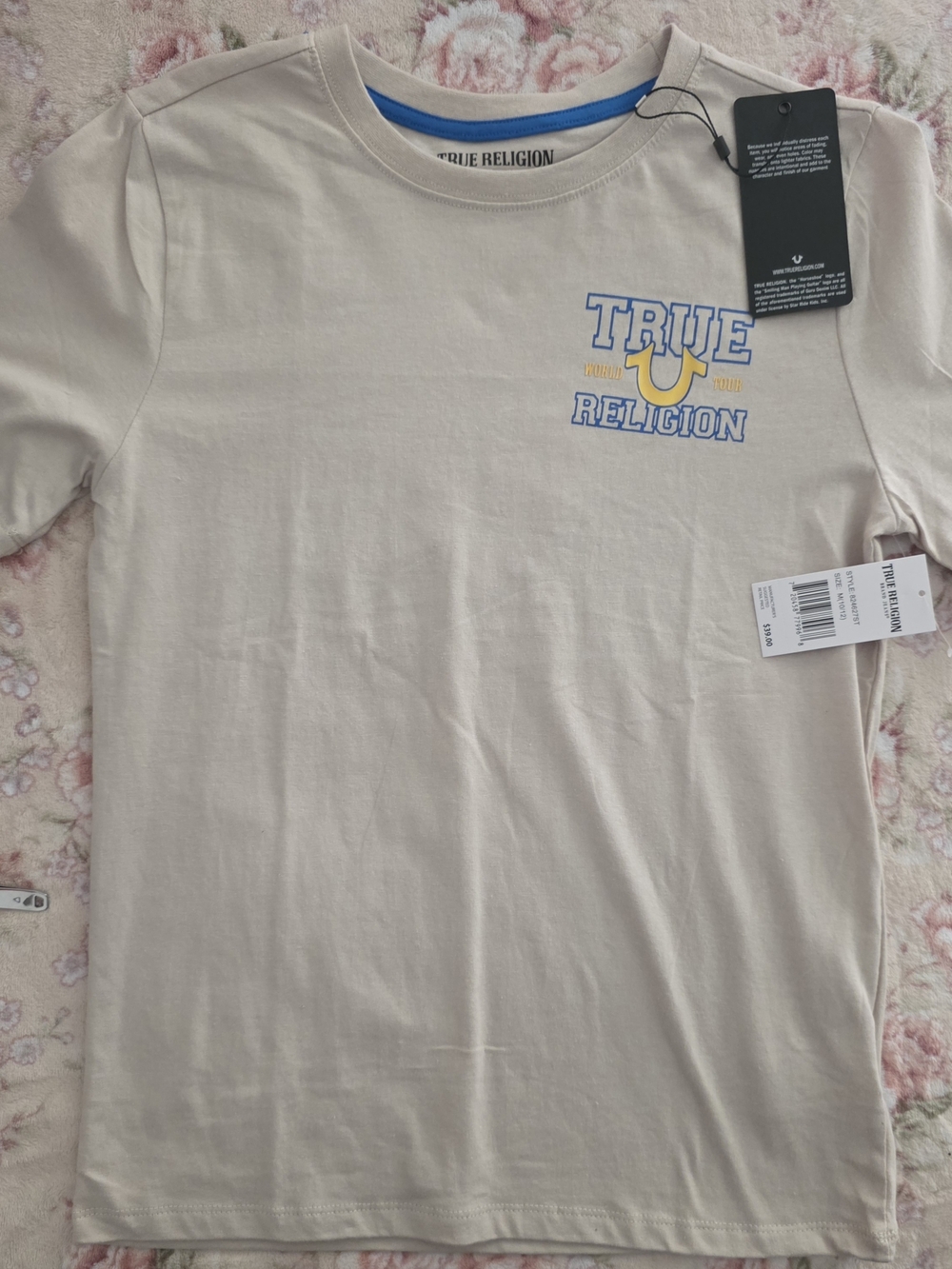 True Religion Cream Graphic Logo Tee